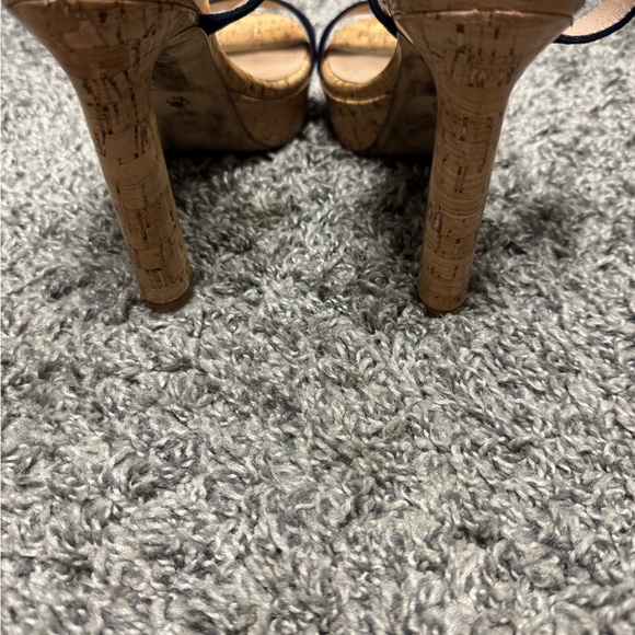 Navy and cork Stuart Weitzman platform sandals size 6. - Picture 4 of 6